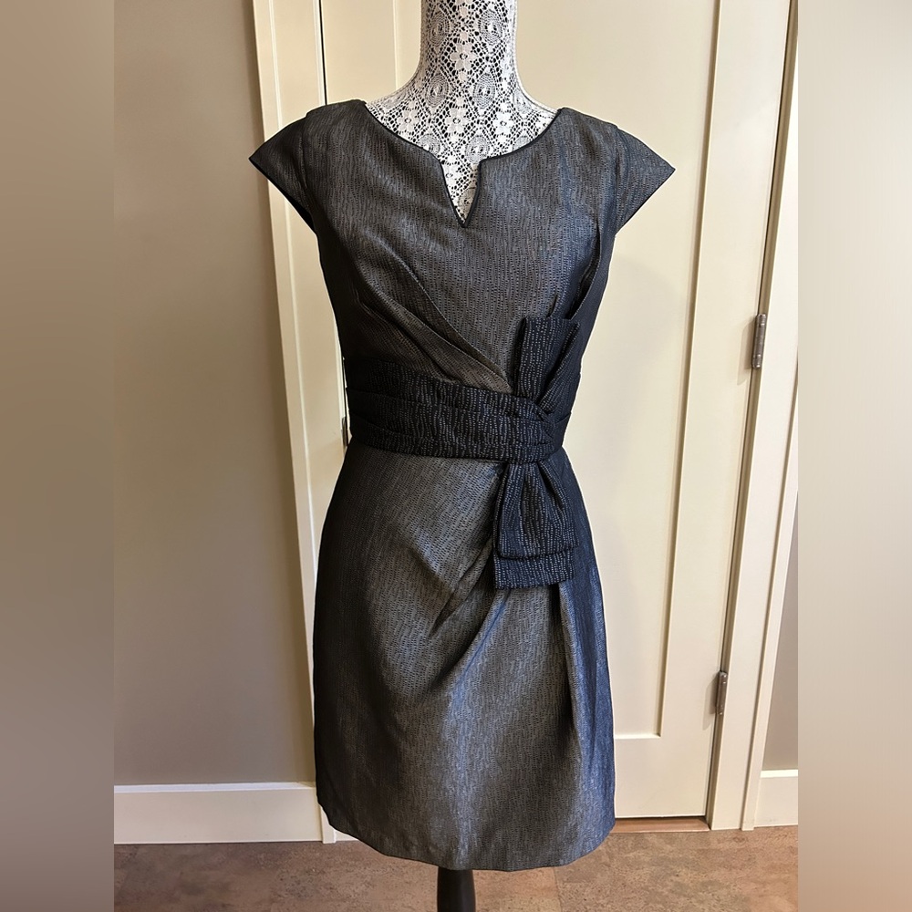 Max & Cleo Grey Bow Dress (Size 6)